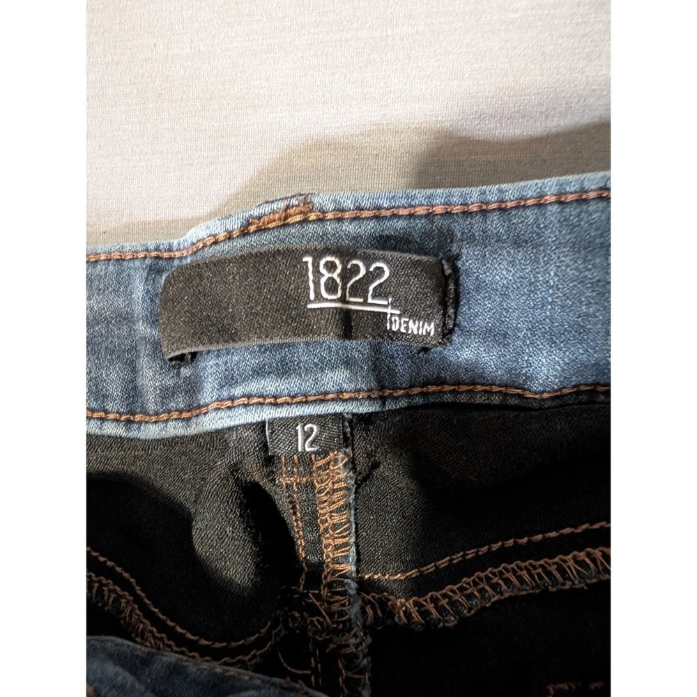 1822 Denim Skinny Jeans Medium Wash Blue Mid Rise Stretch Size 12 - Picture 3 of 7